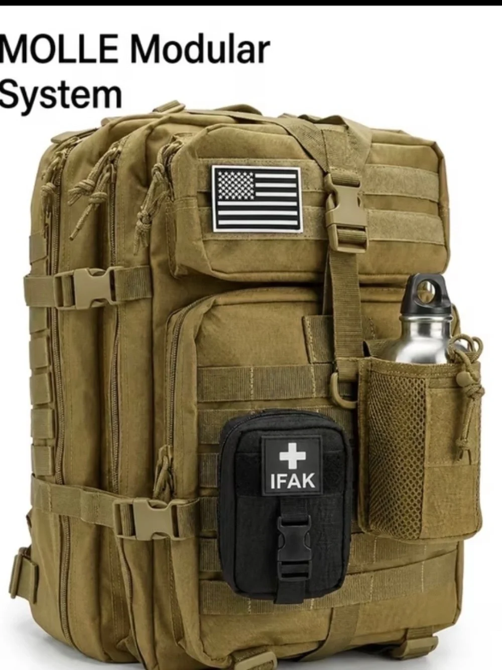 Tactical Military-Style Backpack in Coyote Brown